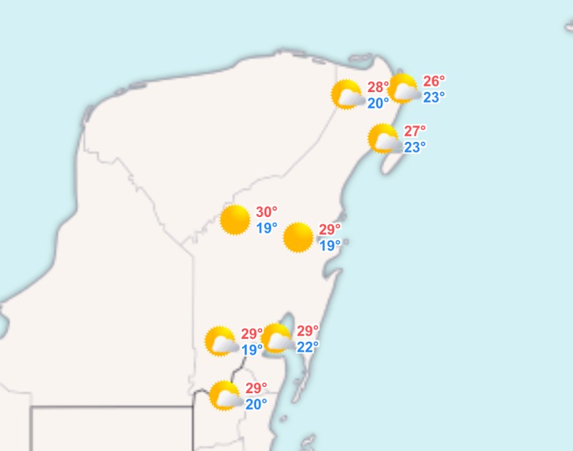 Clima hoy en Cancún y Quintana Roo: Nublado con vientos de Norte